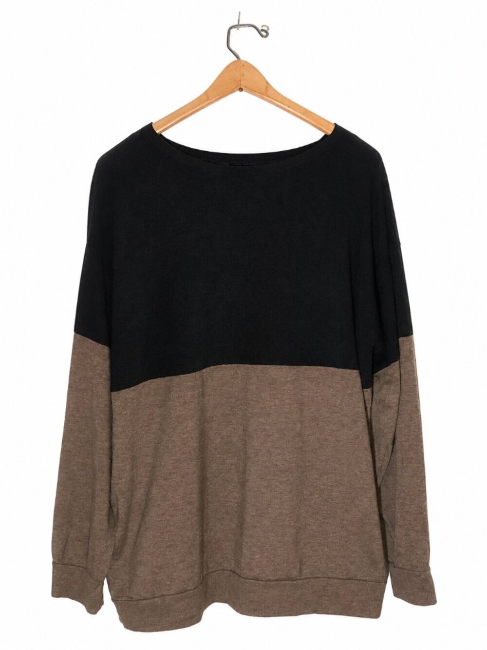 Northern Reflections Womens Black & Brown Long Sleeve V-Neck Blouse - Picture 4 of 4